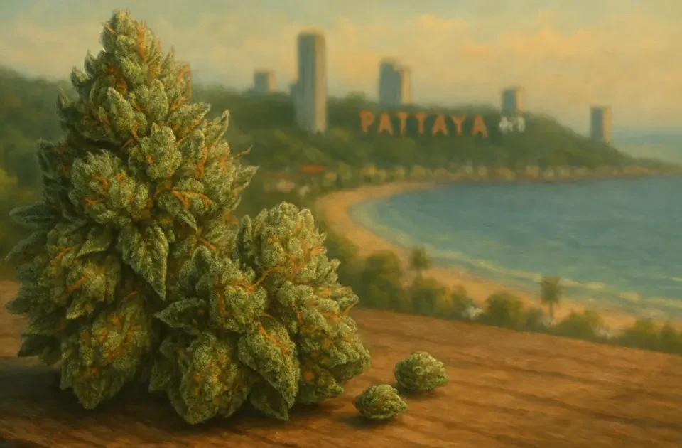 Pattaya city skyline background for top dispensary ranking #1 in 2025 cannabis guide